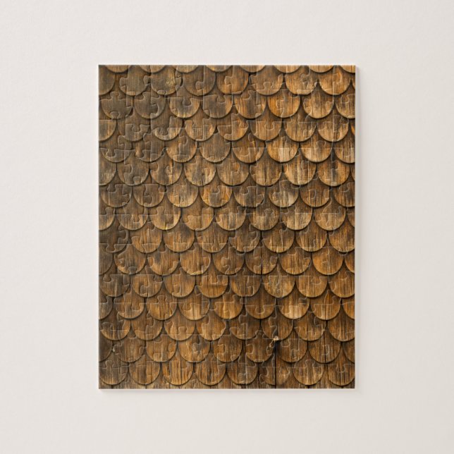 Weathered wall of wooden shingles jigsaw puzzle (Vertical)