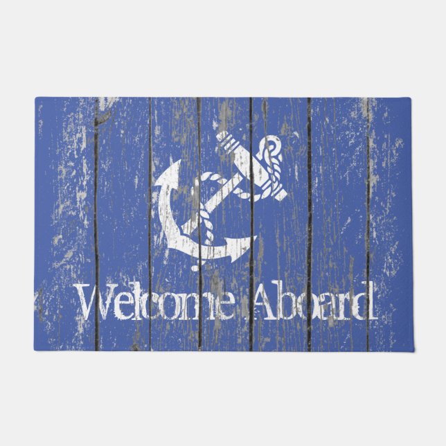 Weathered Welcome Aboard Your Colour Doormat (Front)