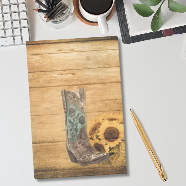 Weathered Western Country sunflower cowboy boot Post-it Notes (Weathered Western Country sunflower cowboy boot Post-it Notes)