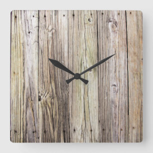 Weathered Wood Dock Boards with Rustic Appeal Square Wall Clock