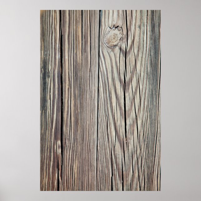 Weathered Wood Grain Plank Background Template Poster (Front)