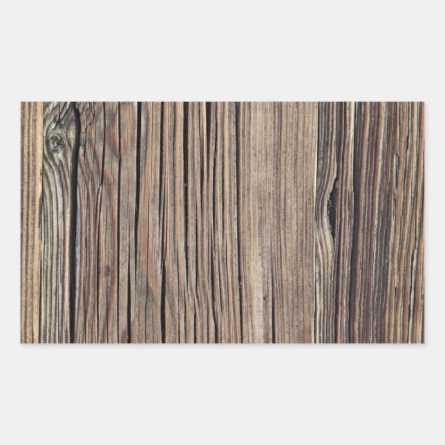 Weathered Wood Grain Plank Background Template Rectangular Sticker (Front)