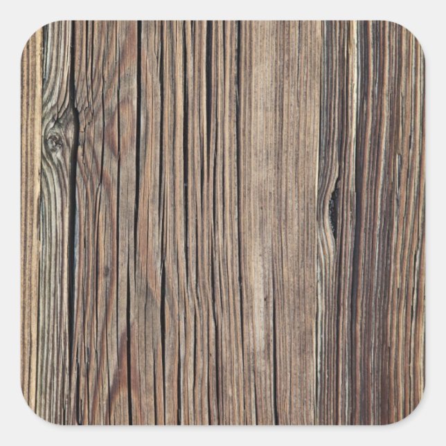 Weathered Wood Grain Plank Background Template Square Sticker (Front)