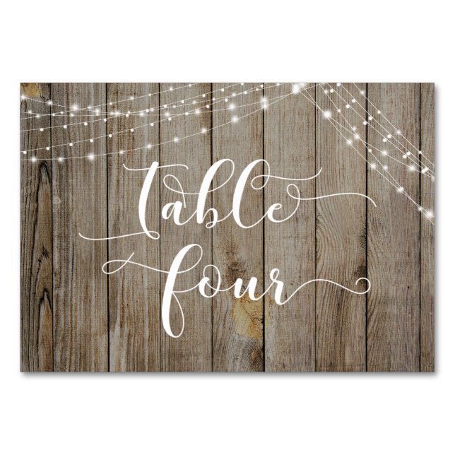 Weathered Wood & Light Strings Table Four Card (Front)