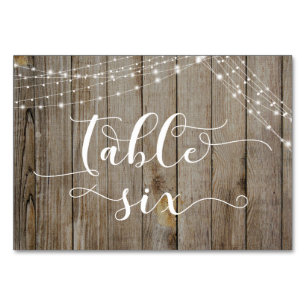 Weathered Wood & Light Strings Table Six Card