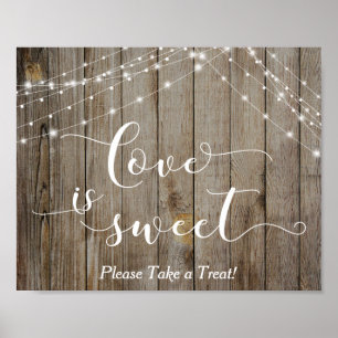 Weathered Wood & Lights Love is Sweet Dessert Sign