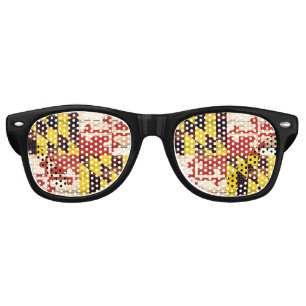 Weathered wood Maryland flag glasses