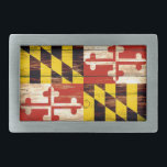 Weathered wood Maryland flag rectangle belt buckle<br><div class="desc">Weathered wood Maryland flag rectangle belt buckle</div>