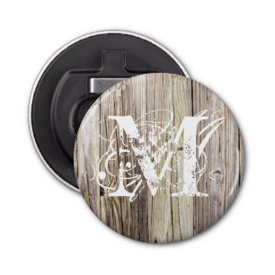 Weathered Wood Monogrammed Bottle Opener