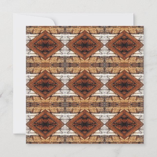 Weathered Wood Planks Diamond Pattern Mixed Media Card (Front)