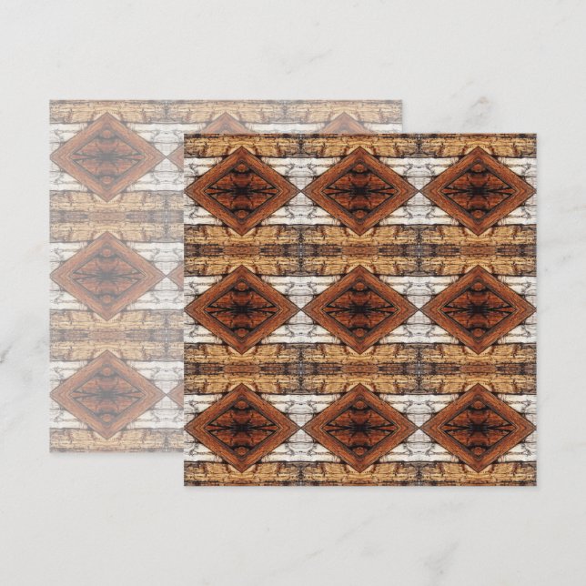Weathered Wood Planks Diamond Pattern Mixed Media Card (Front/Back)