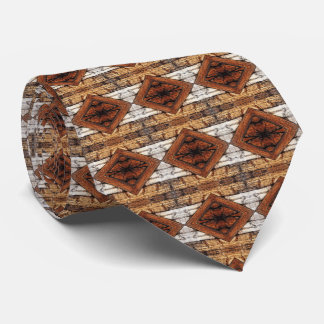 Weathered Wood Planks Diamond Pattern Mixed Media Tie