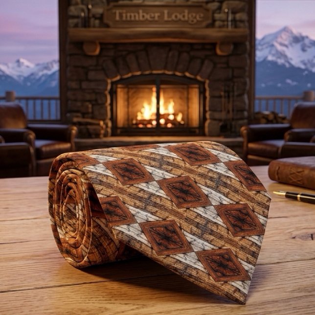 Weathered Wood Planks Diamond Pattern Mixed Media Tie (Creator Uploaded)