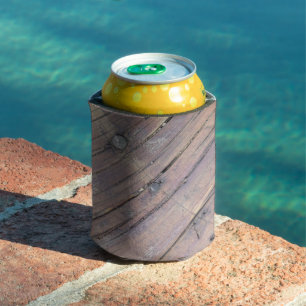 Weathered Wood Rough Textured Deck Can Cooler