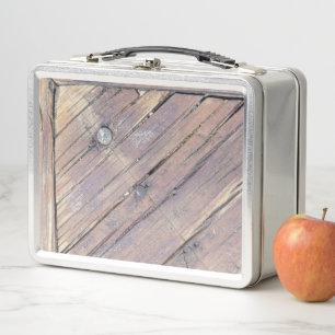 Weathered Wood Rough Textured Deck Metal Lunch Box