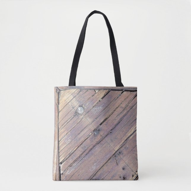 Weathered Wood Rough Textured Deck Tote Bag (Front)