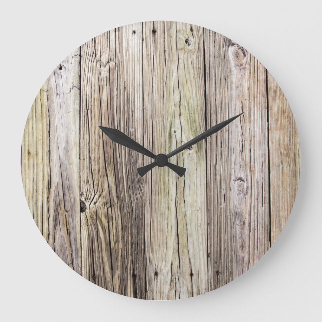 Weathered Wood Rustic Boards from Old Dock Large Clock (Front)
