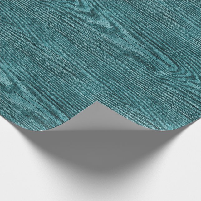 Weathered Wood Texture Aqua Wrapping Paper (Corner)