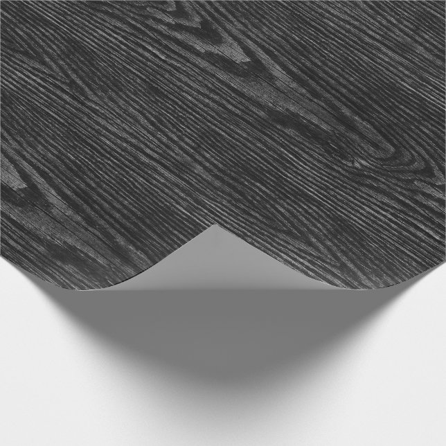 Weathered Wood Texture Black Wrapping Paper (Corner)