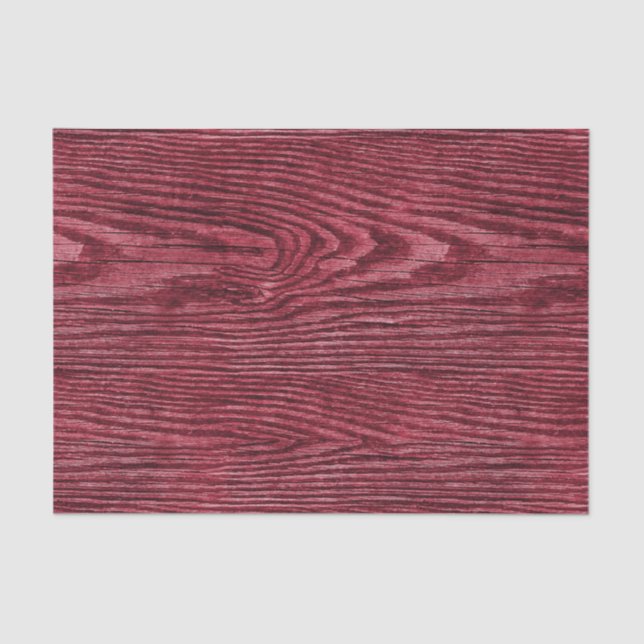 Weathered Wood Texture Cranberry Tissue Paper (Front)