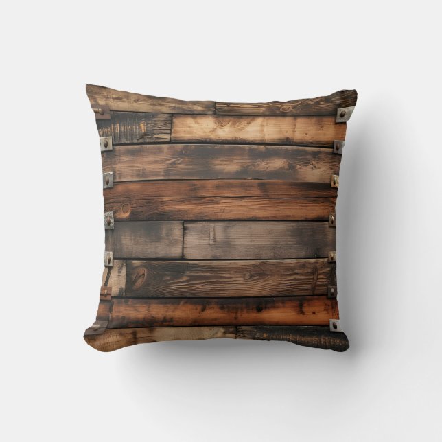 Weathered Wood Throw Pillow (Front)