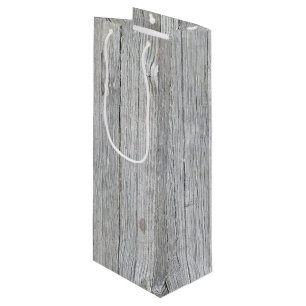 weathered wood wine gift bag