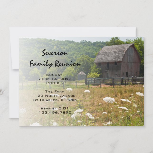Weathered Wooden Barn Ranch Family Reunion Invitation (Front)