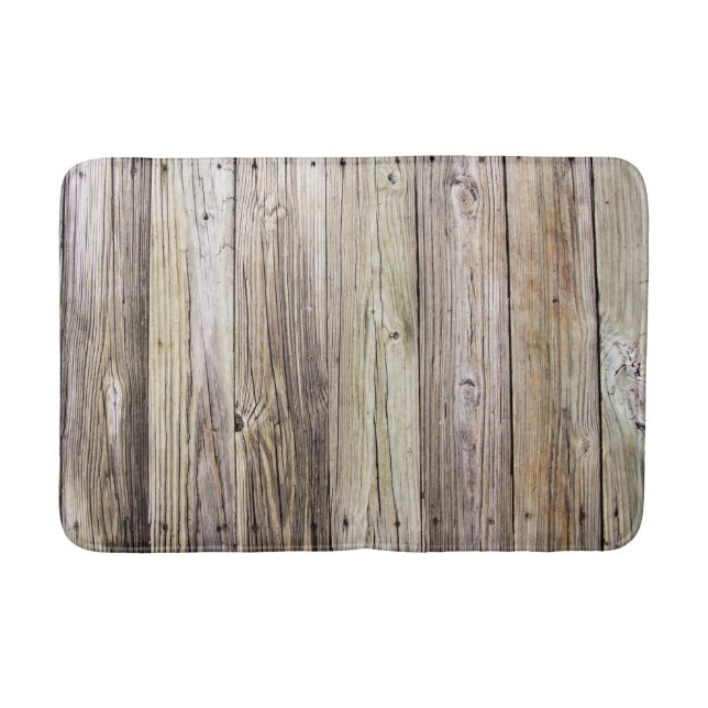 Weathered Wooden Boards with Rustic Patina Bath Mat (Front)