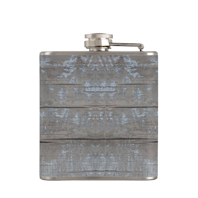 weathered wooden planks hip flask (Back)