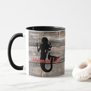 weathered WOODEN PLANKS with mermaid life Mug