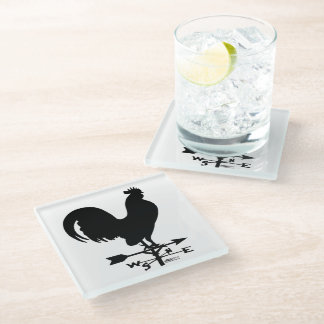 Weathervane Rooster Glass Coaster