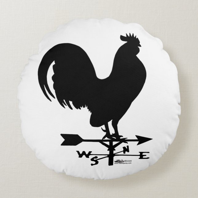 Weathervane Rooster Round Cushion (Front)