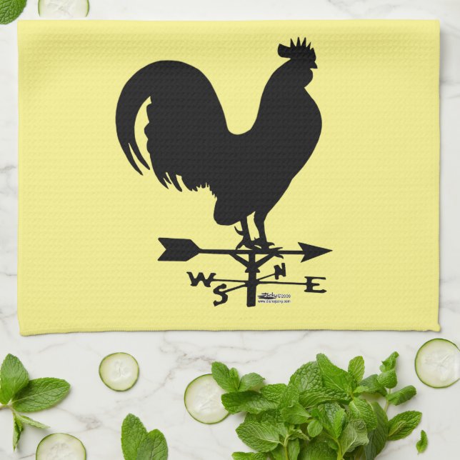 Weathervane Rooster Tea Towel (Folded)