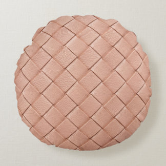 Weave Leather Texture Background Design Round Cushion