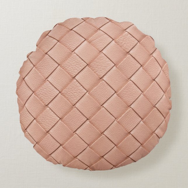 Weave Leather Texture Background Design Round Cushion (Front)