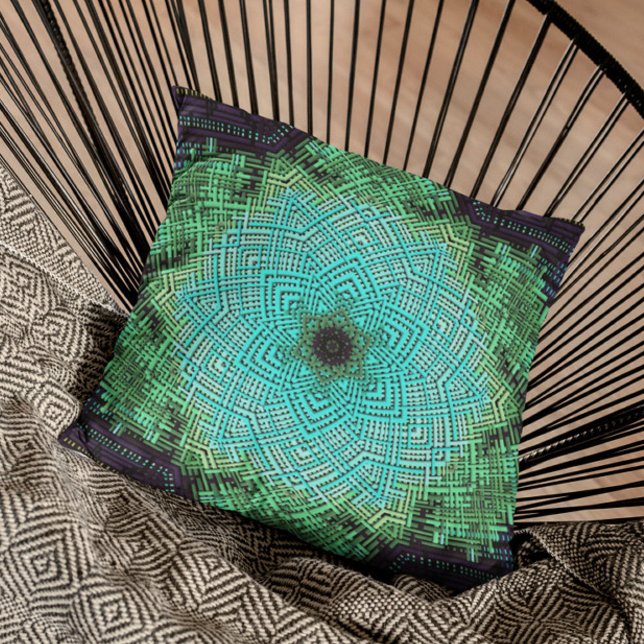 Weave Mandala Blue and Green Cushion (Creator Uploaded)