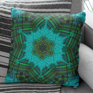 Weave Mandala Blue and Green Cushion