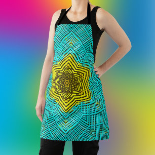 Weave Mandala Blue and Yellow Apron