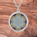 Weave Mandala Blue and Yellow Silver Plated Necklace<br><div class="desc">This funky mandala features blue and yellow in a basket weave style. Psychedelic visuals for the modern hippie or anyone who loves groovy colours.</div>
