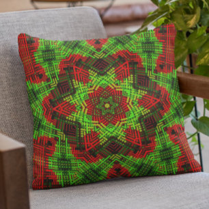 Weave Mandala Green and Red Cushion