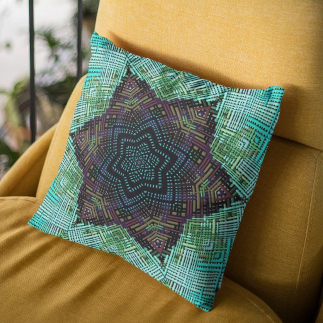Weave Mandala Green Blue and Purple Cushion (Creator Uploaded)