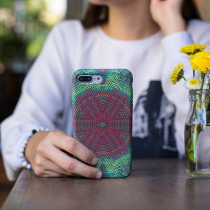 Weave Mandala Green Blue and Red Case-Mate iPhone Case