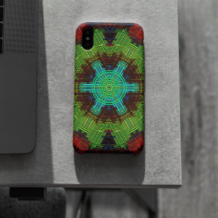 Weave Mandala Green Red and Blue Case-Mate iPhone Case