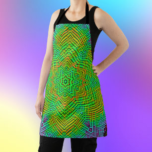 Weave Mandala Orange Green and Blue Apron