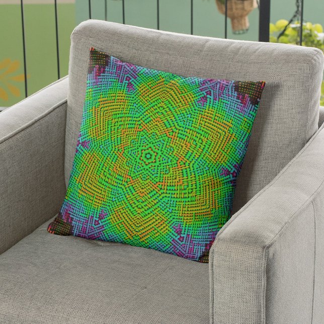 Weave Mandala Orange Green and Blue Cushion (Creator Uploaded)