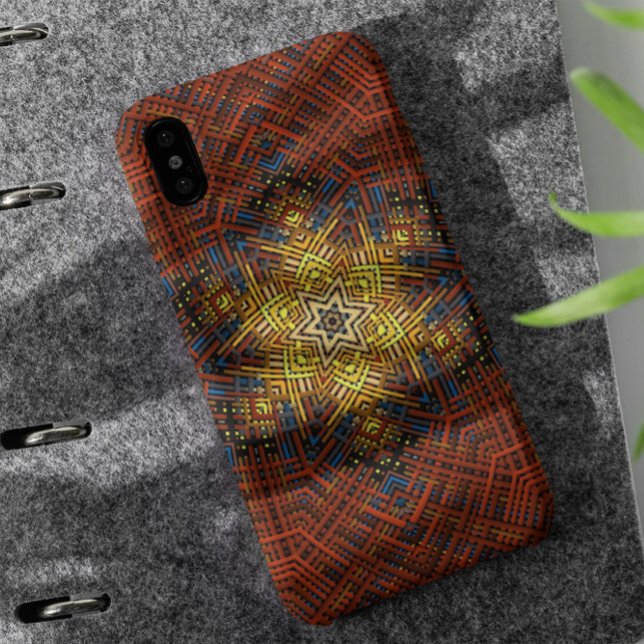 Weave Mandala Orange Yellow and Blue Case-Mate iPhone Case (Creator Uploaded)