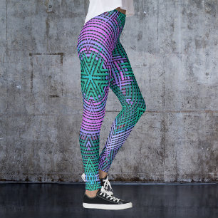 Weave Mandala Pink and Blue Leggings