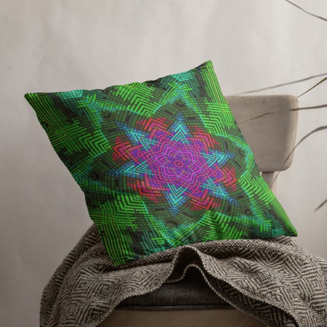 Weave Mandala Pink Blue and Green Cushion (Creator Uploaded)