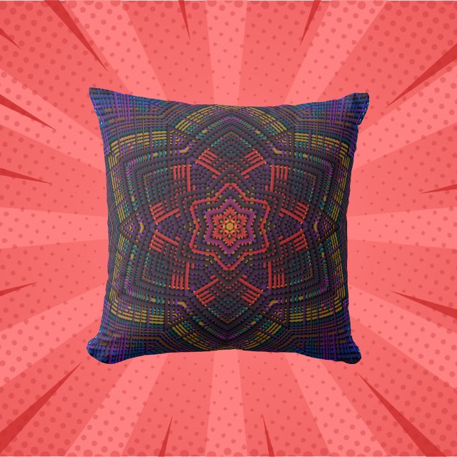 Weave Mandala Purple Yellow Red and Blue Cushion (Creator Uploaded)