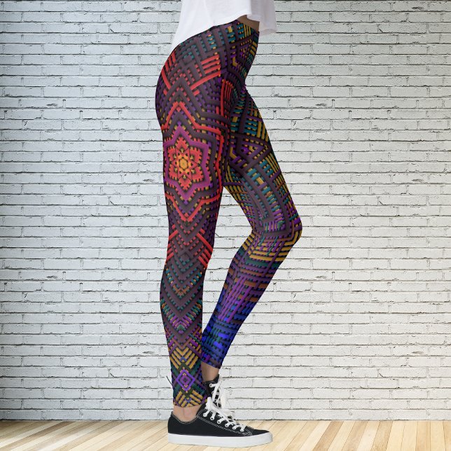 Weave Mandala Purple Yellow Red and Blue Leggings (Creator Uploaded)